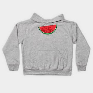 Free Palestine - Watermelon - Slightly Tilted - Back Kids Hoodie